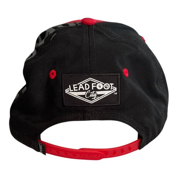 Lead Foot City Snapback Hat Red Black Graphic Cap 100% Cotton Adjustable Strapba - Picture 4 of 6
